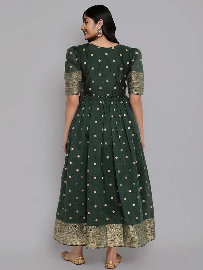 women self design puff sleeve ethnic dress - 22435856 -  Standard Image - 4