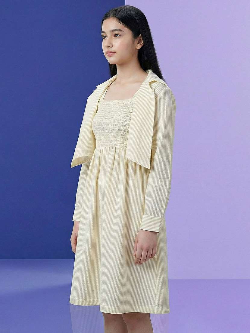 girls striped long sleeve fit & flare dress - 22435865 -  Standard Image - 4