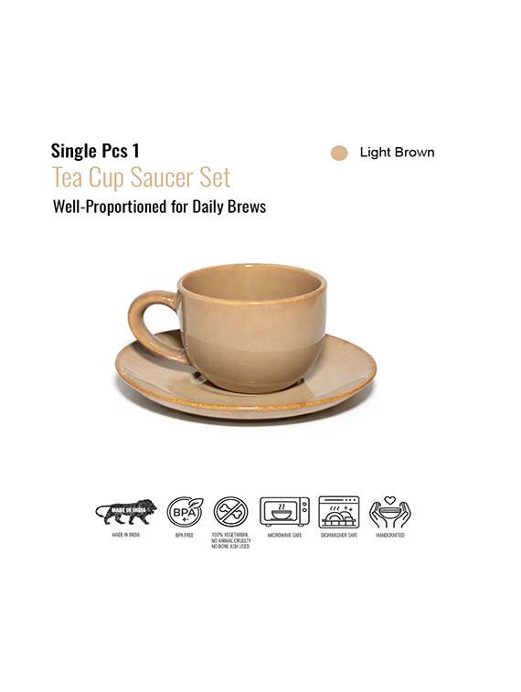 brown ceramic coffee mug and saucer - 22435953 -  Standard Image - 4