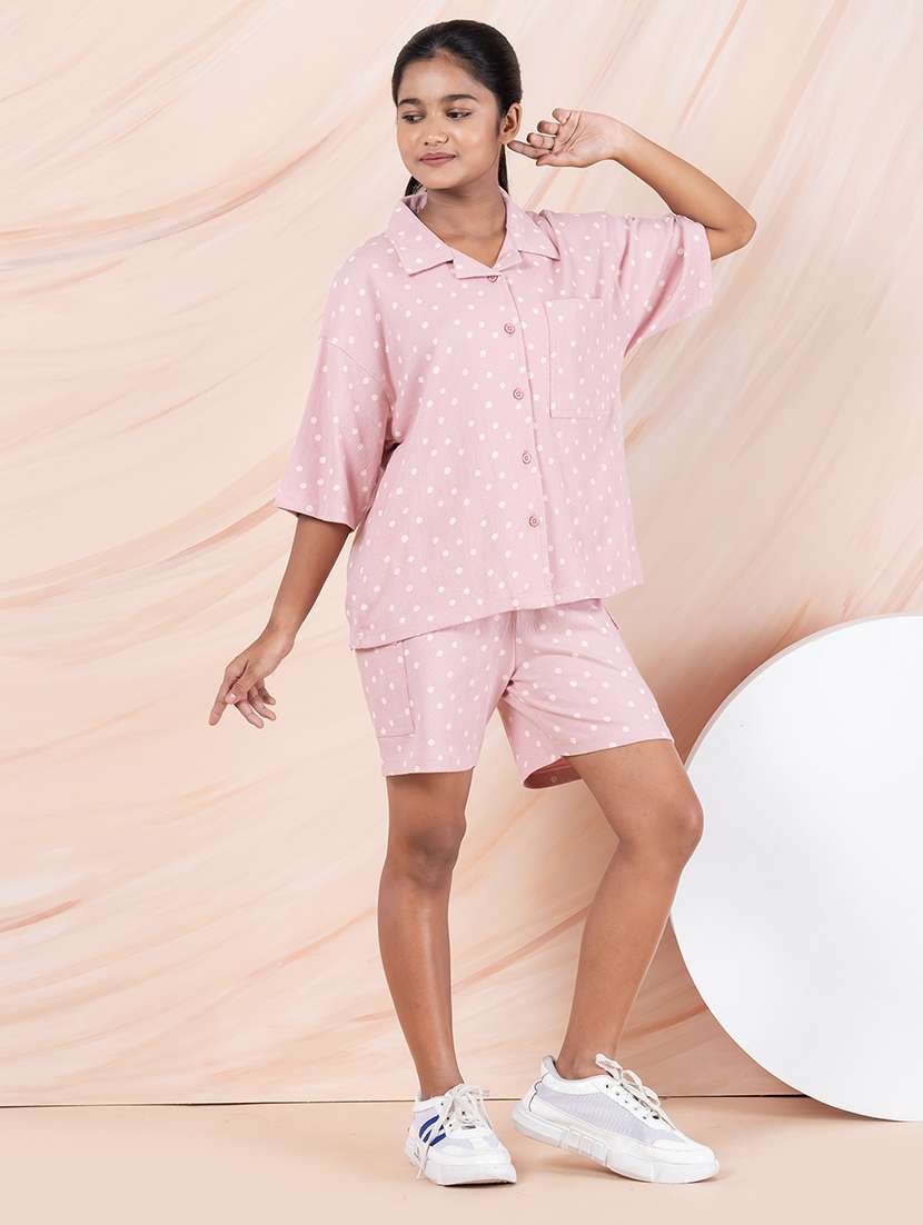 girl cotton shorts & top set co-ord set - 22436031 -  Standard Image - 1