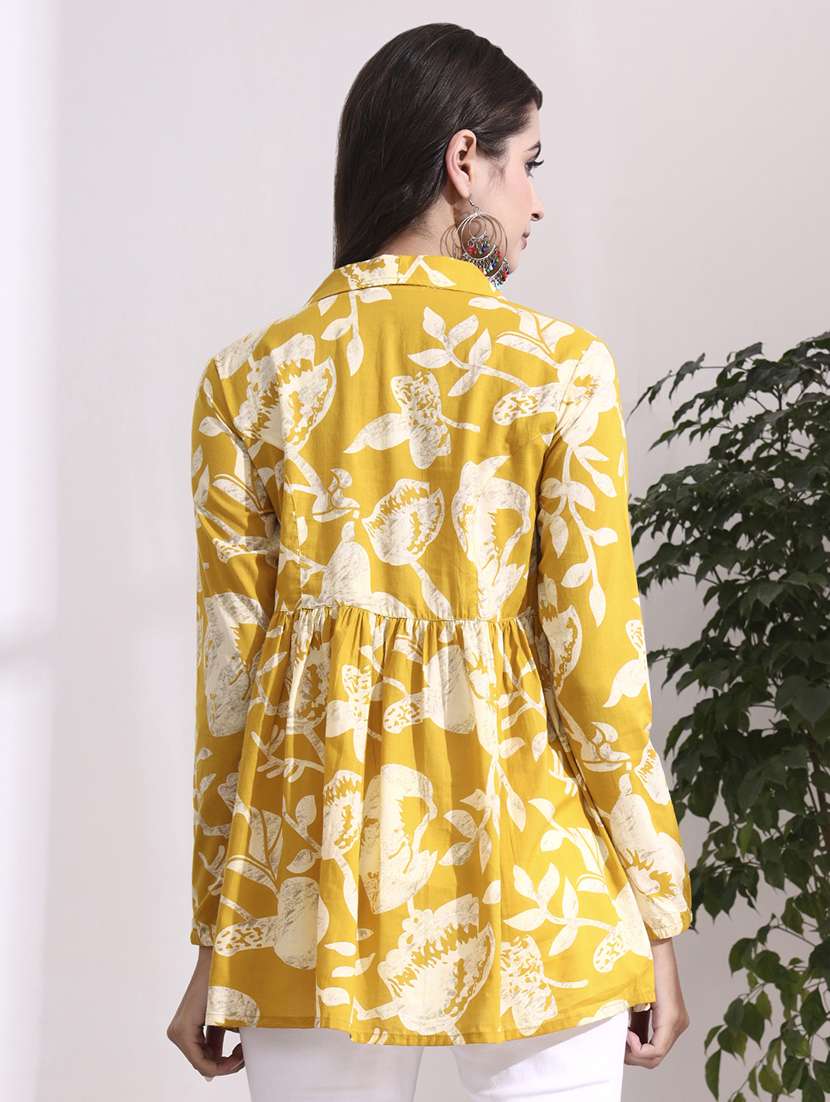 women printed mustard cotton regular top - 22436036 -  Standard Image - 4