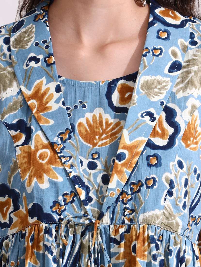 Women Printed Blue Cotton Regular Top - 22436037 -  Standard Image - 1