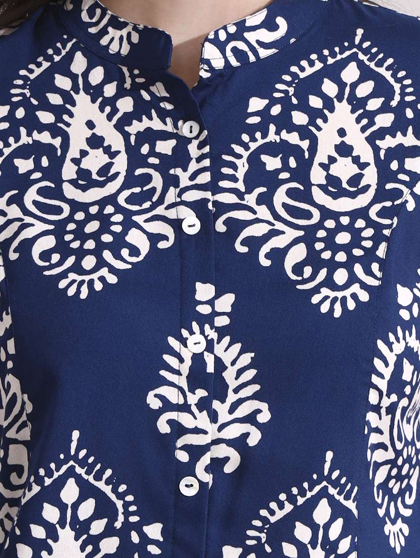 women printed blue rayon regular top - 22436040 -  Standard Image - 1