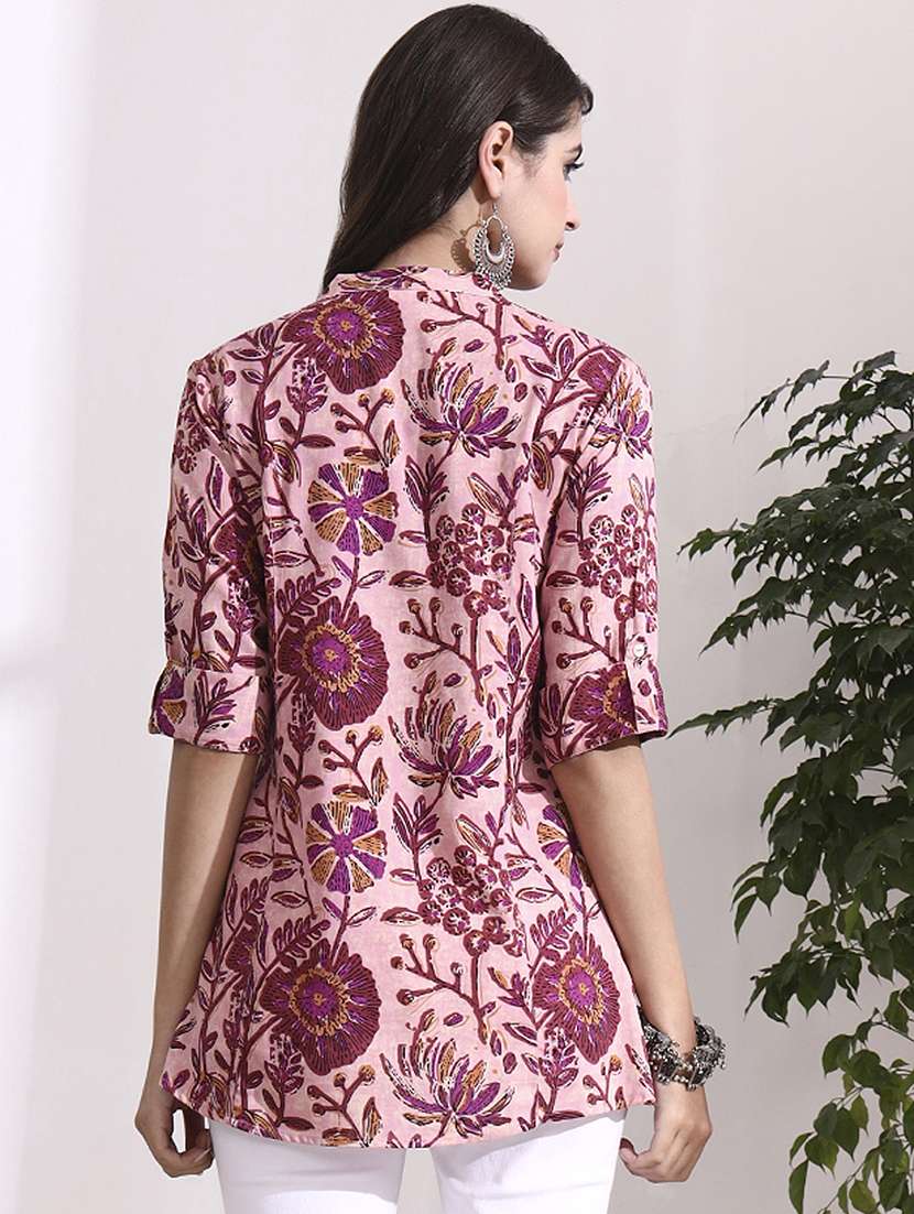women printed peach rayon regular top - 22436042 -  Standard Image - 4