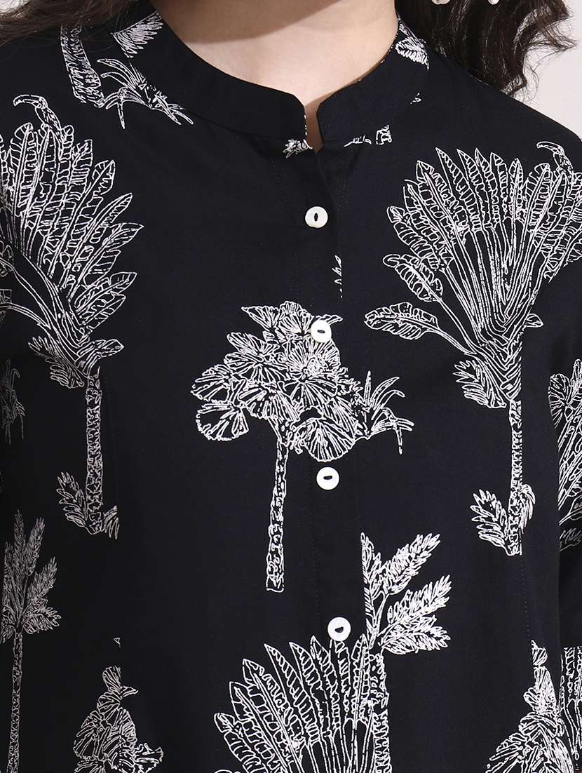 women printed black rayon regular top - 22436046 -  Standard Image - 1