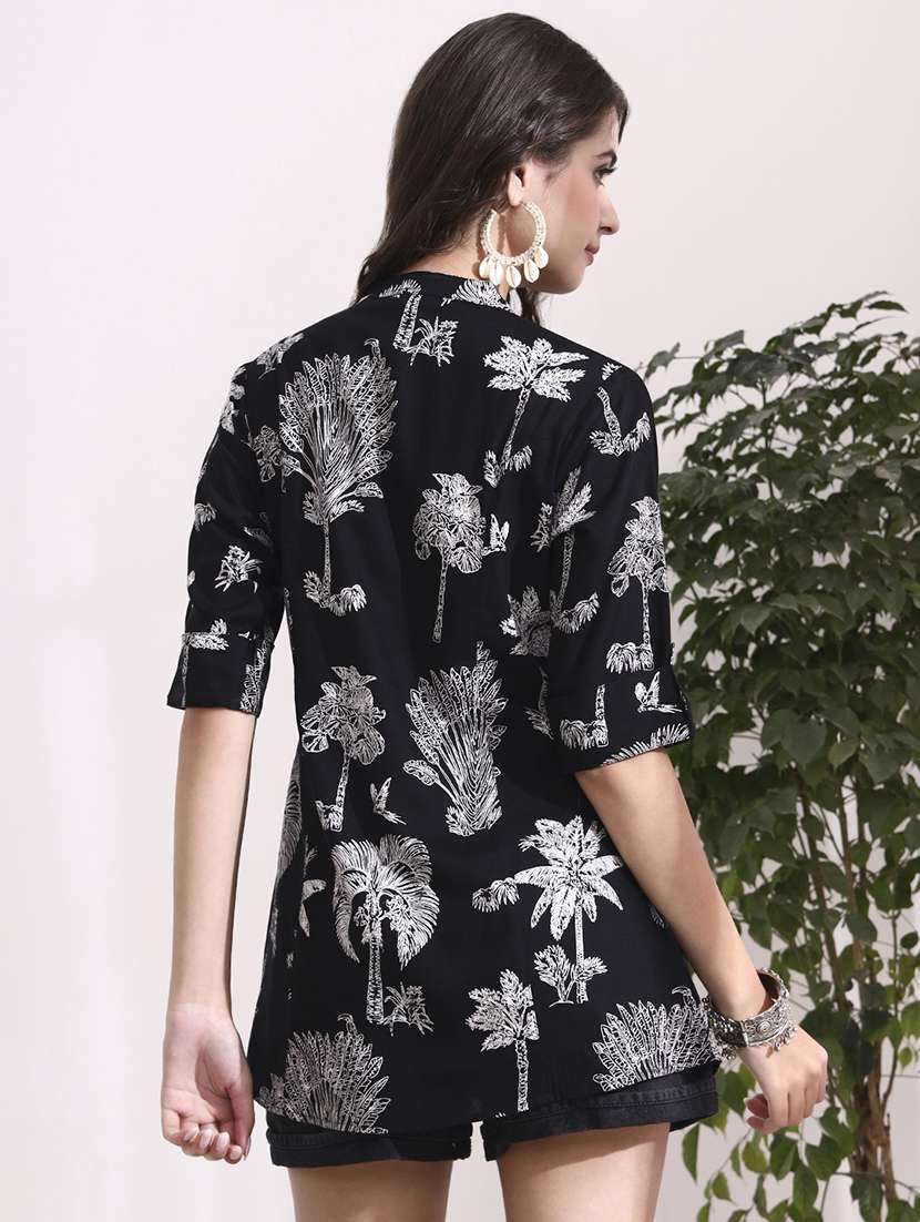 women printed black rayon regular top - 22436046 -  Standard Image - 4