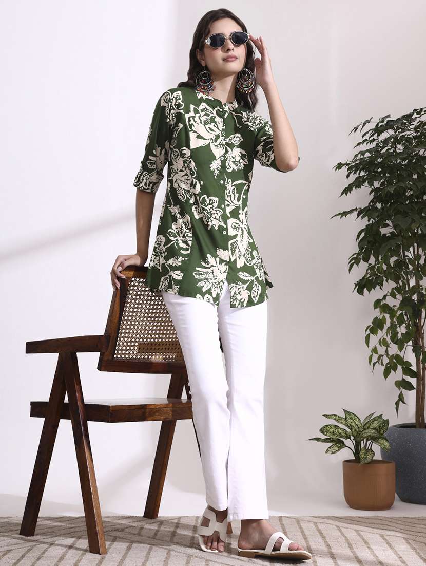green rayon regular top - 22436048 -  Standard Image - 4