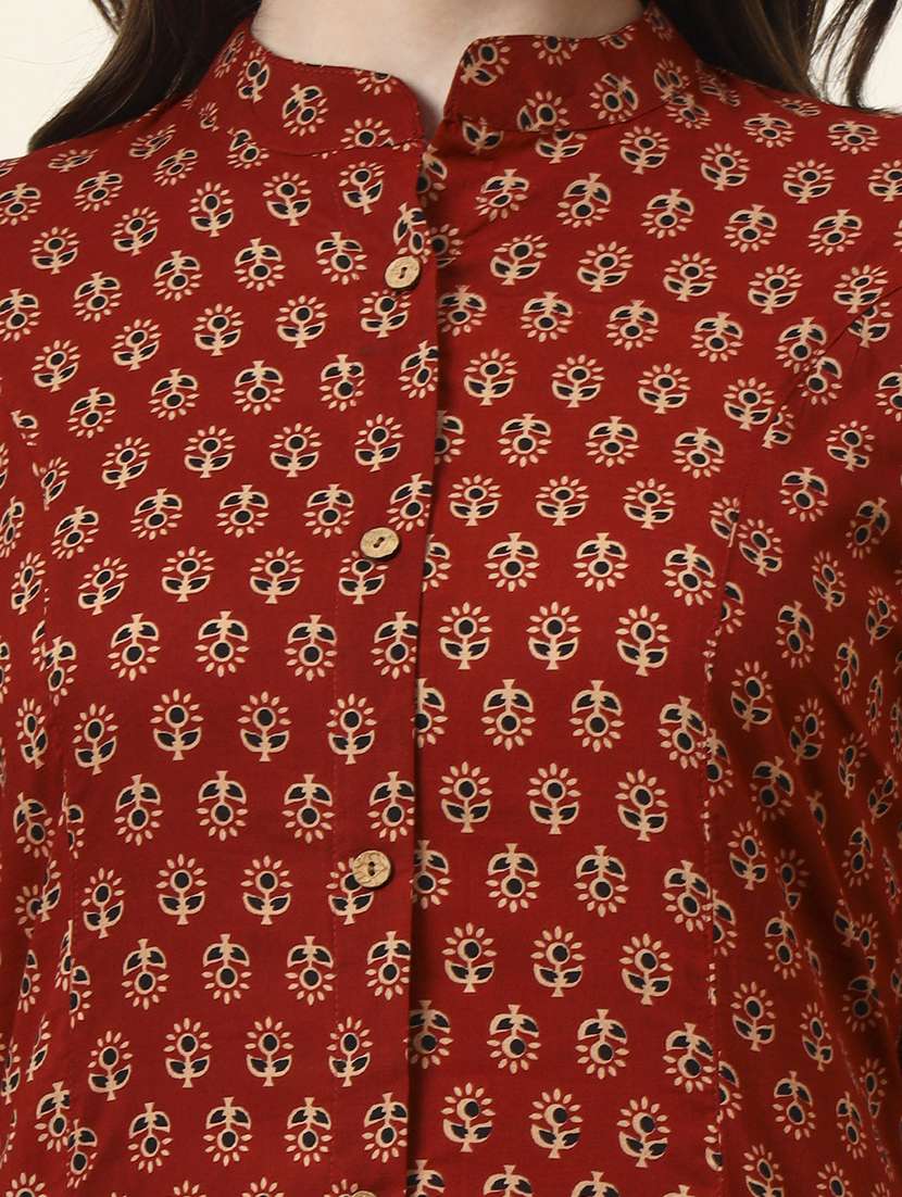 women maroon cotton a-line kurta - 22437129 -  Standard Image - 1