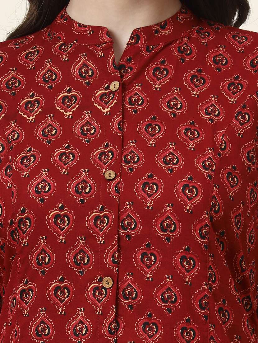 women maroon cotton a-line kurta - 22437131 -  Standard Image - 1
