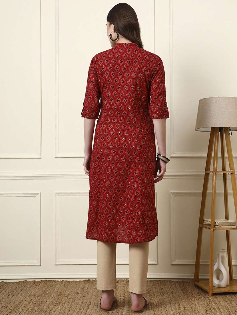 women maroon cotton a-line kurta - 22437131 -  Standard Image - 4