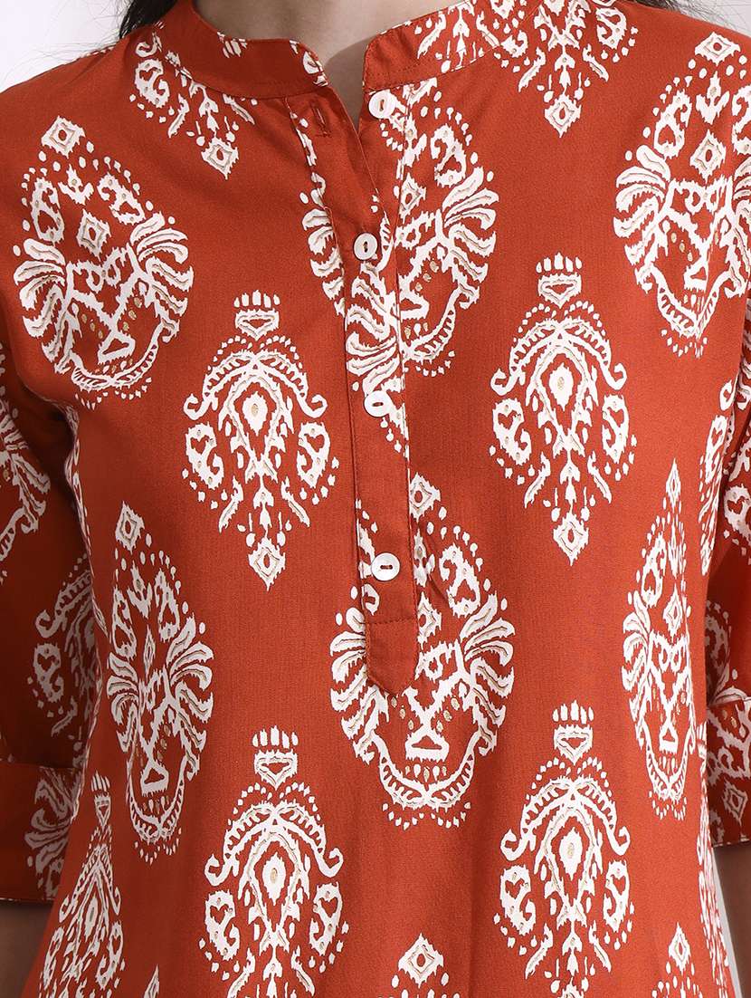 womne orange rayon straight kurta - 22437135 -  Standard Image - 1