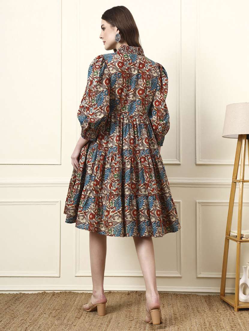 Women Multi Colored Cotton Fit & Flare Dress - 22437138 -  Standard Image - 4