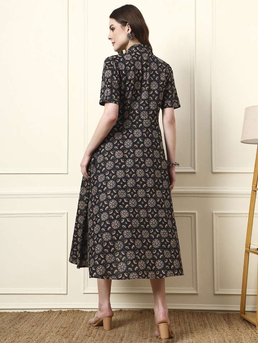 women black cotton fit & flare dress - 22437140 -  Standard Image - 4