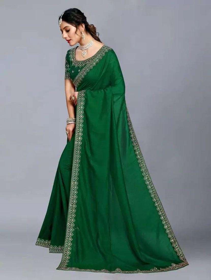 women solid with bordered saree with blouse - 22437600 -  Standard Image - 1