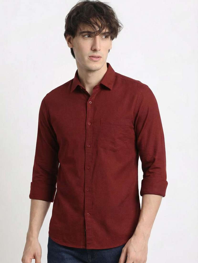 men solid long sleeve regular fit casual shirt