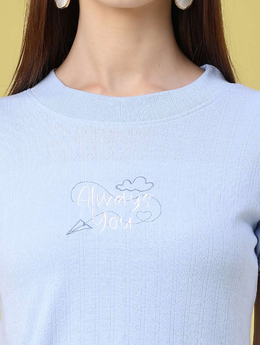 women embroidered round neck regular t-shirt - 22438306 -  Standard Image - 1