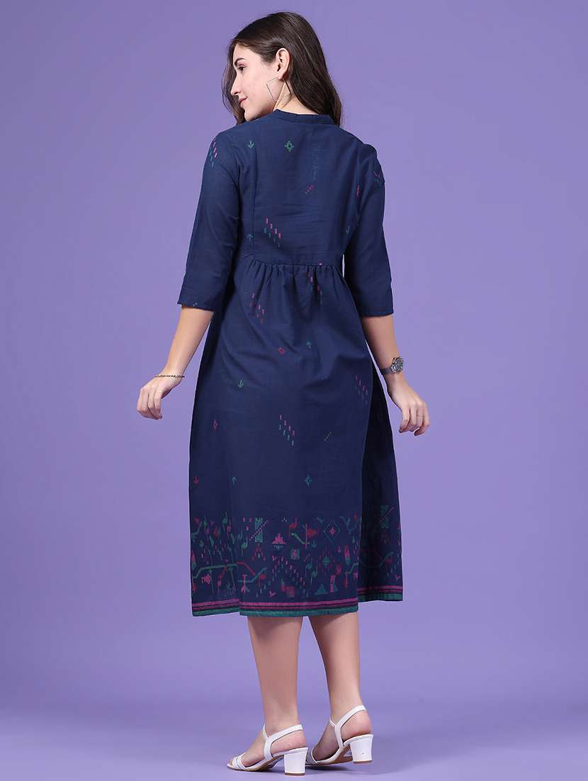 Women Printed Three Quarter Sleeves A-line Dress - 22438322 -  Standard Image - 4