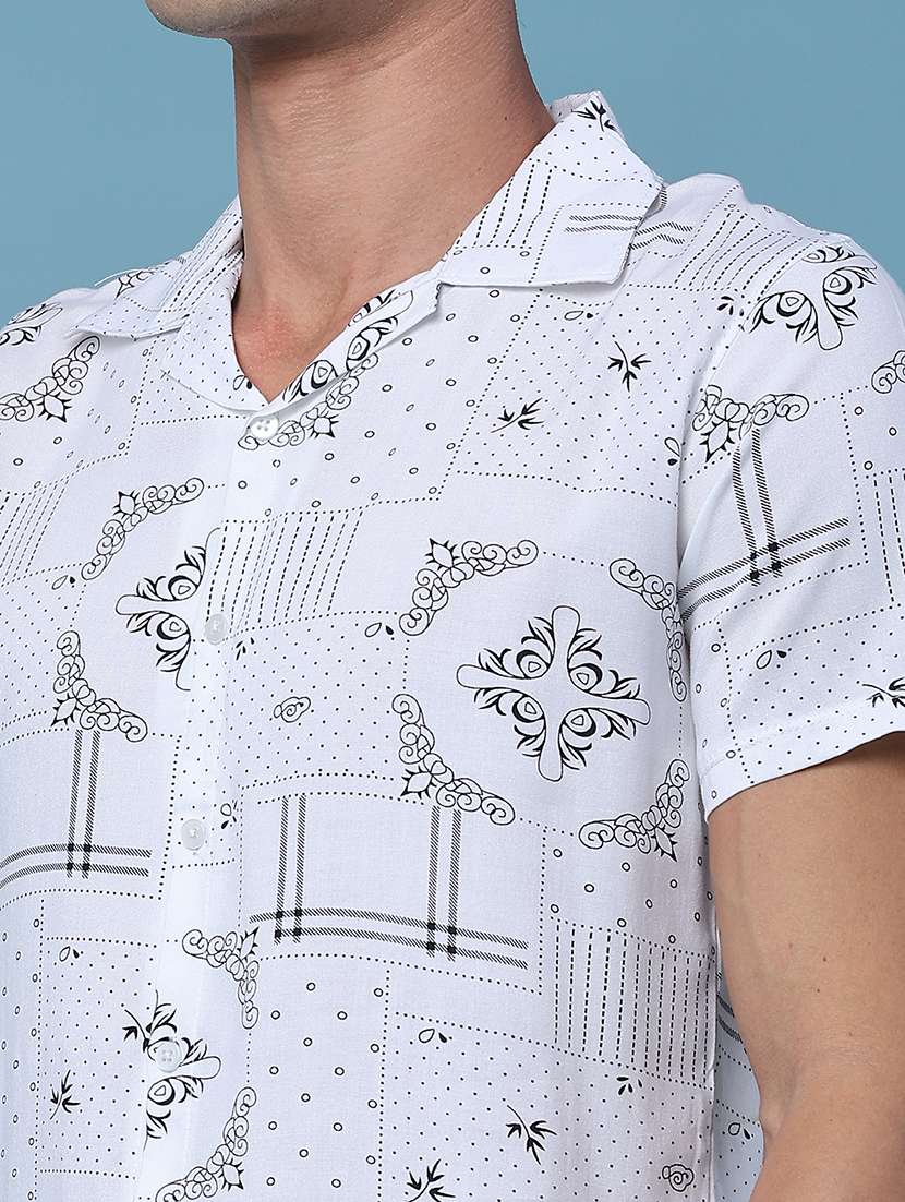 men printed short sleeves shirt and shorts co-ord set - 22438333 -  Standard Image - 1