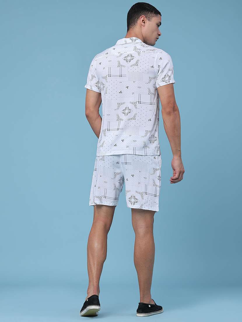 men printed short sleeves shirt and shorts co-ord set - 22438333 -  Standard Image - 4