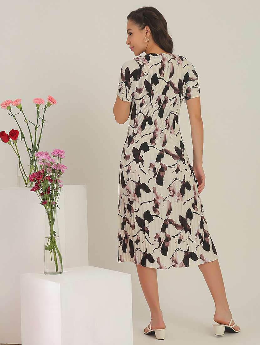 women floral polyester a-line midi dress - 22438426 -  Standard Image - 4