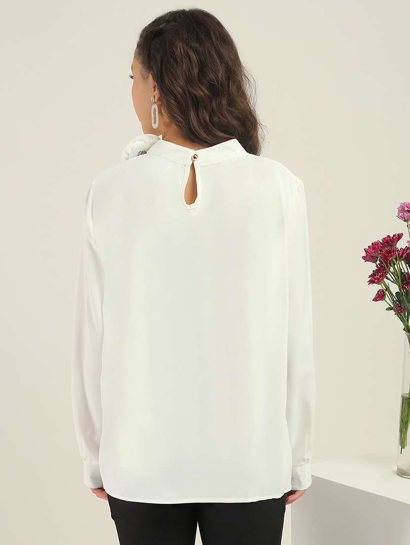Women White Polyester Regular Top - 22438434 -  Standard Image - 4