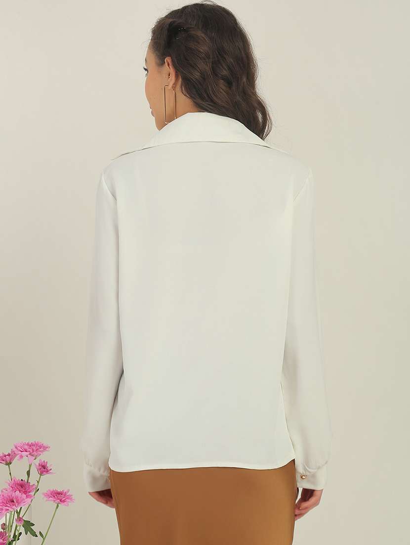  women white polyester regular top - 22438445 -  Standard Image - 4