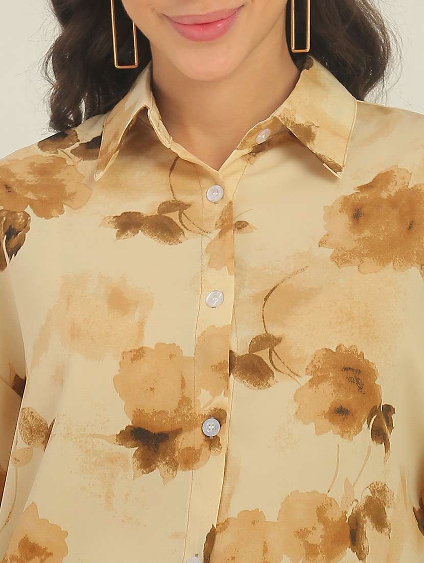 women beige polyester regular shirt - 22438454 -  Standard Image - 1