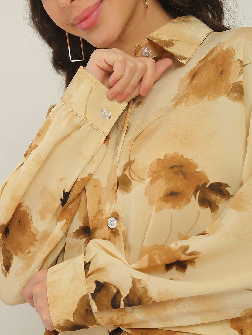 women beige polyester regular shirt - 22438454 -  Standard Image - 4