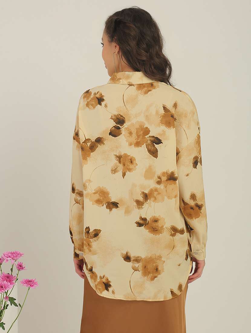 women beige polyester regular shirt - 22438454 -  Standard Image - 4