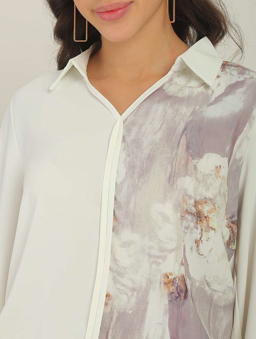 Women White Polyester Regular Shirt - 22438461 -  Standard Image - 1