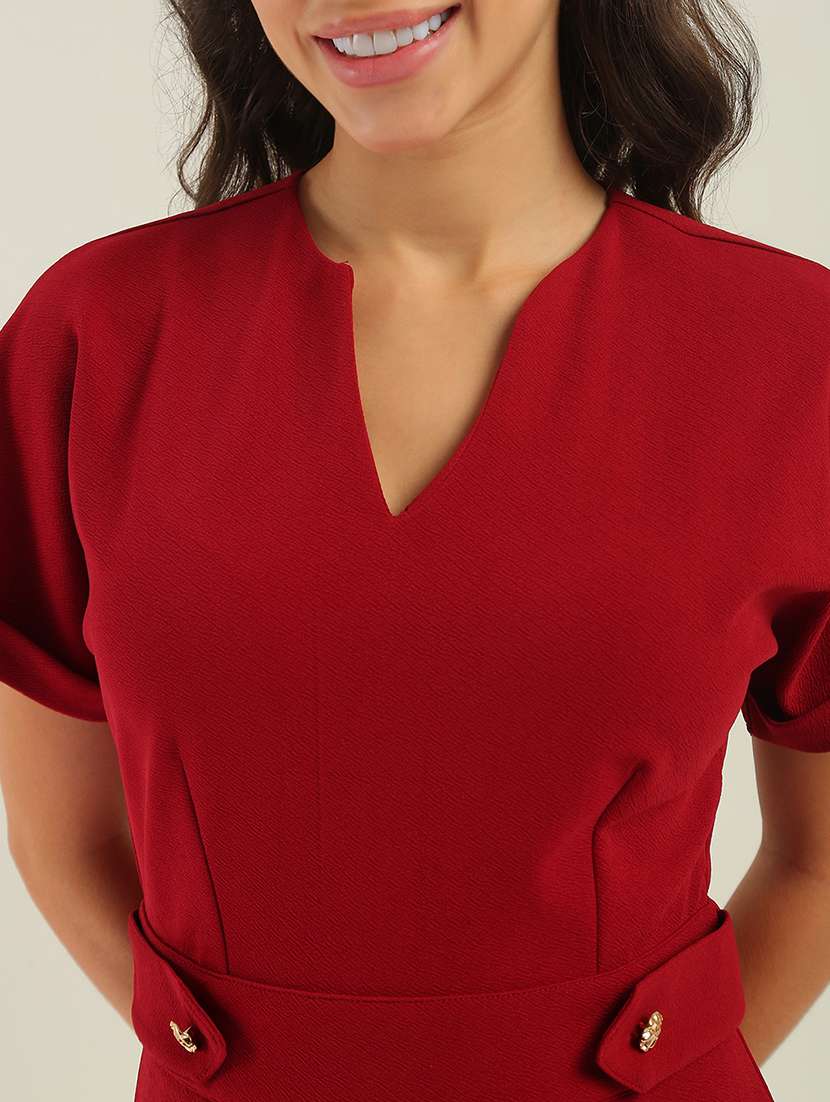 women maroon polyester full leg jumpsuit - 22438468 -  Standard Image - 1