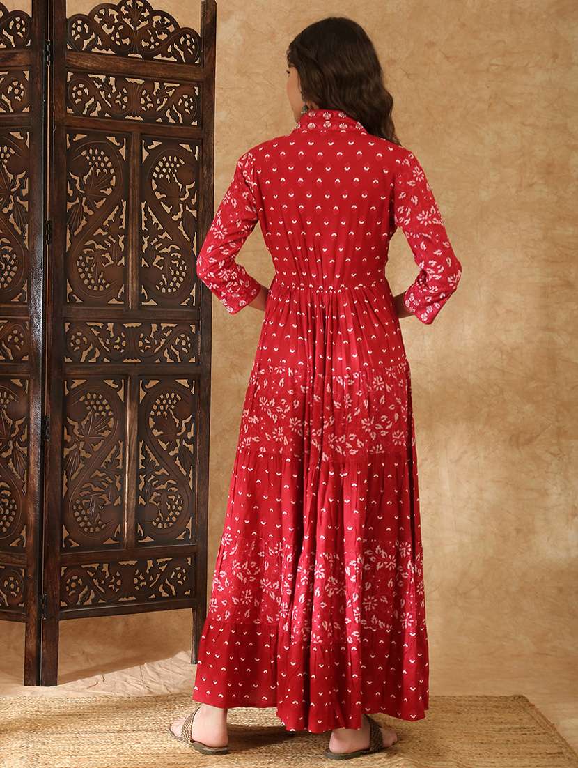 women maroon rayon a-line ethnic dress - 22438471 -  Standard Image - 4