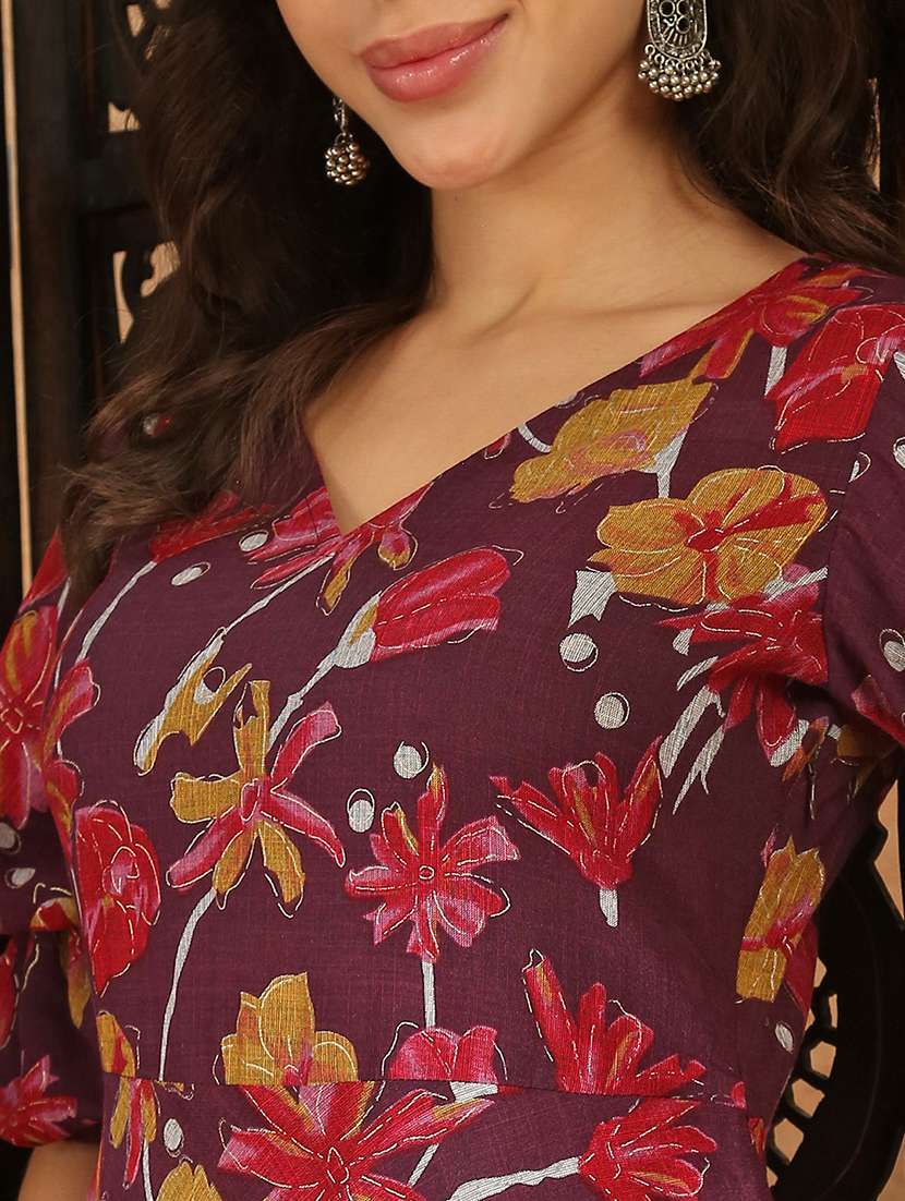 women purple rayon a-line ethnic dress - 22438474 -  Standard Image - 1