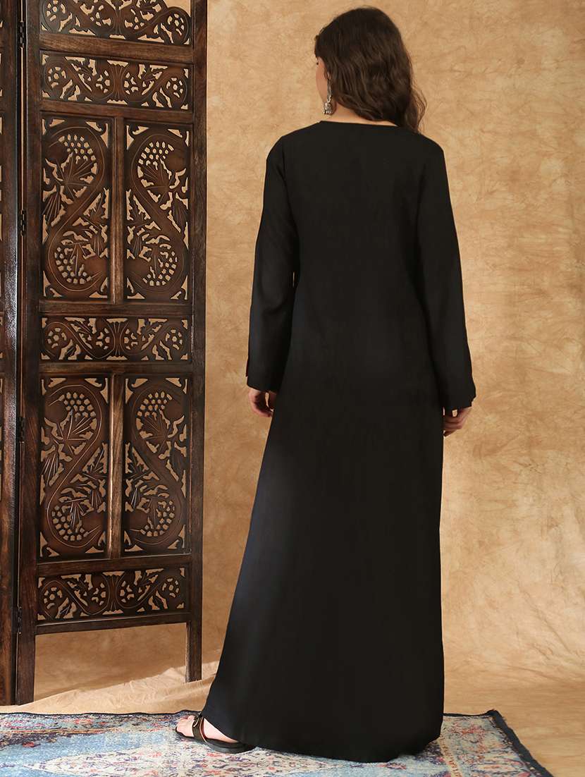 women black rayon a-line ethnic dress - 22438476 -  Standard Image - 4