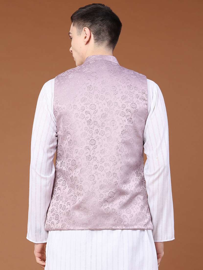 men self design mandarin neck nehru jacket - 22438649 -  Standard Image - 4