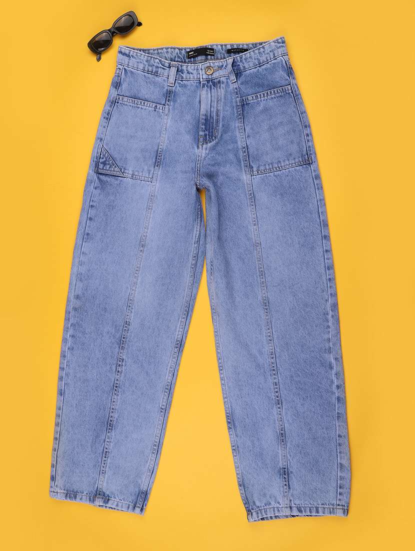 girls washed mid rise wide leg fit jeans - 22438685 -  Standard Image - 1
