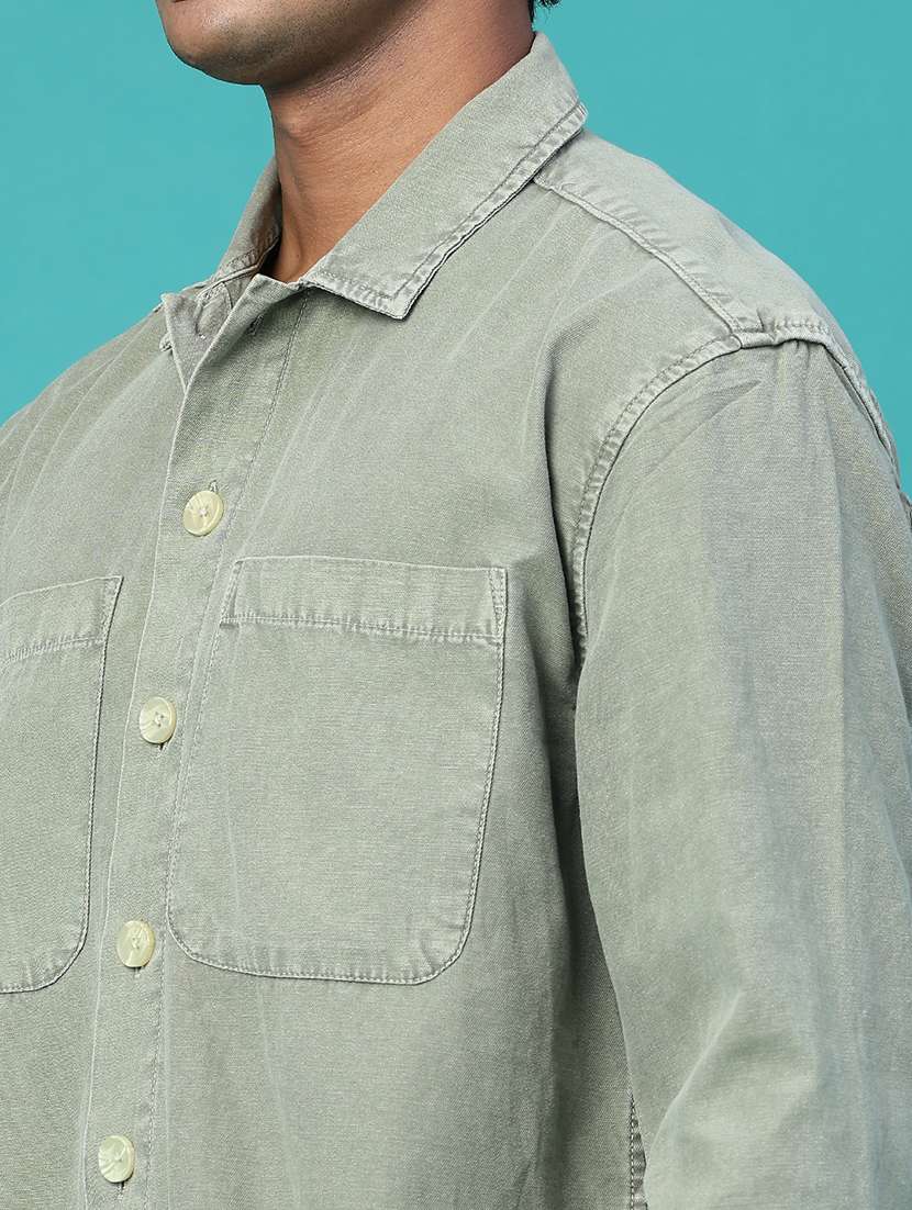 Men Solid Long Sleeves Regular Fit Denim Jacket - 22438750 -  Standard Image - 1