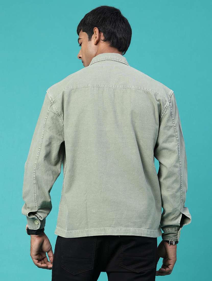 Men Solid Long Sleeves Regular Fit Denim Jacket - 22438750 -  Standard Image - 4