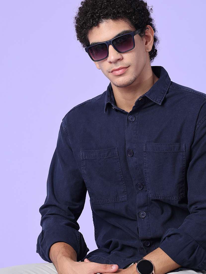 men solid long sleeve regular fit casual shirt