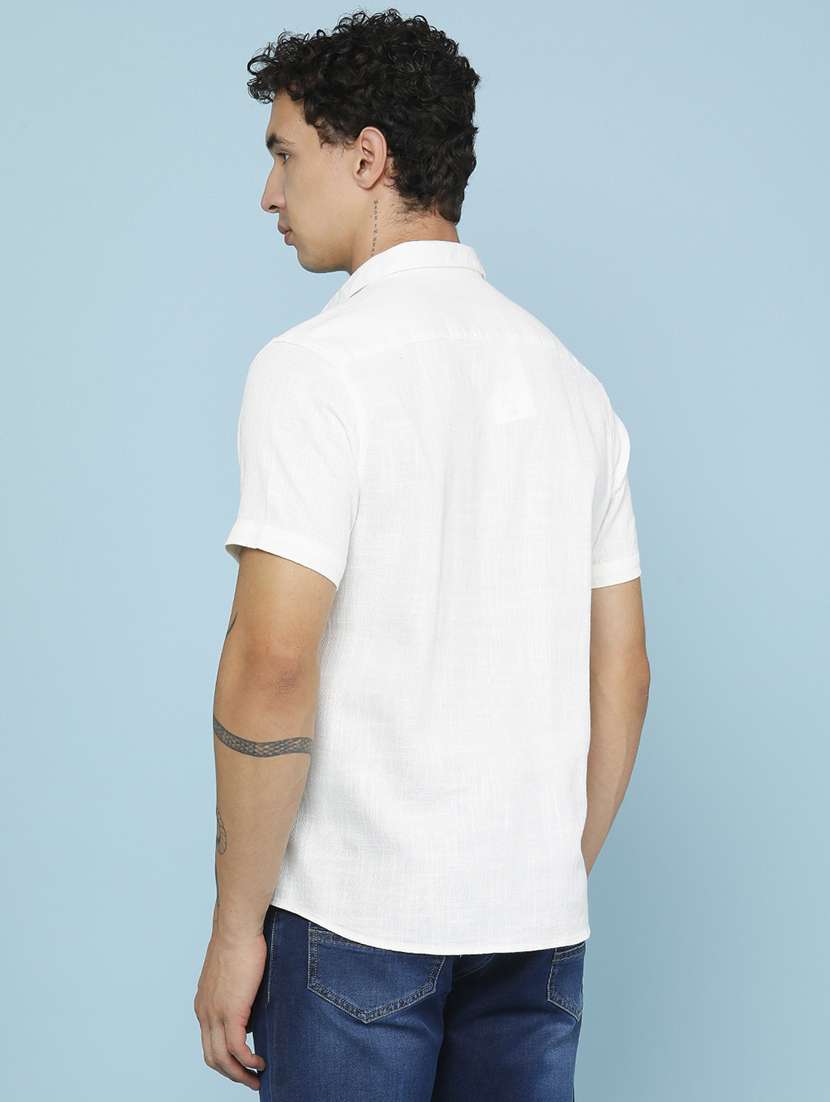 Men Solid Short Sleeve Regular Fit Casual Shirt - 22438755 -  Standard Image - 4