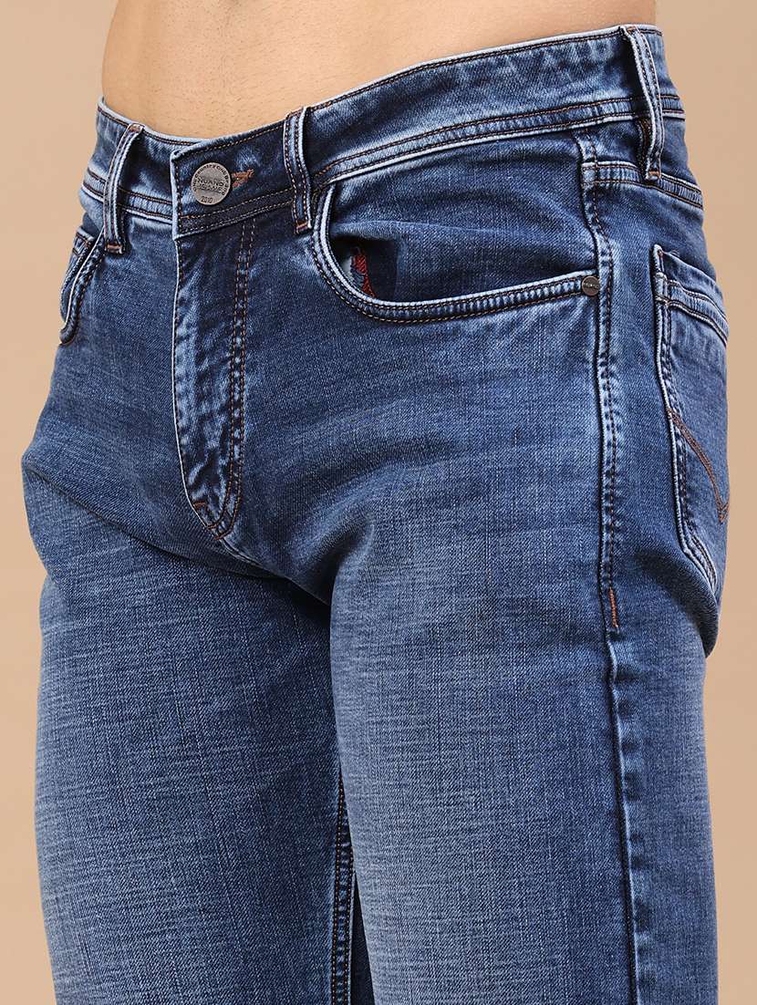 men washed mid rise full length slim fit jeans - 22438766 -  Standard Image - 1