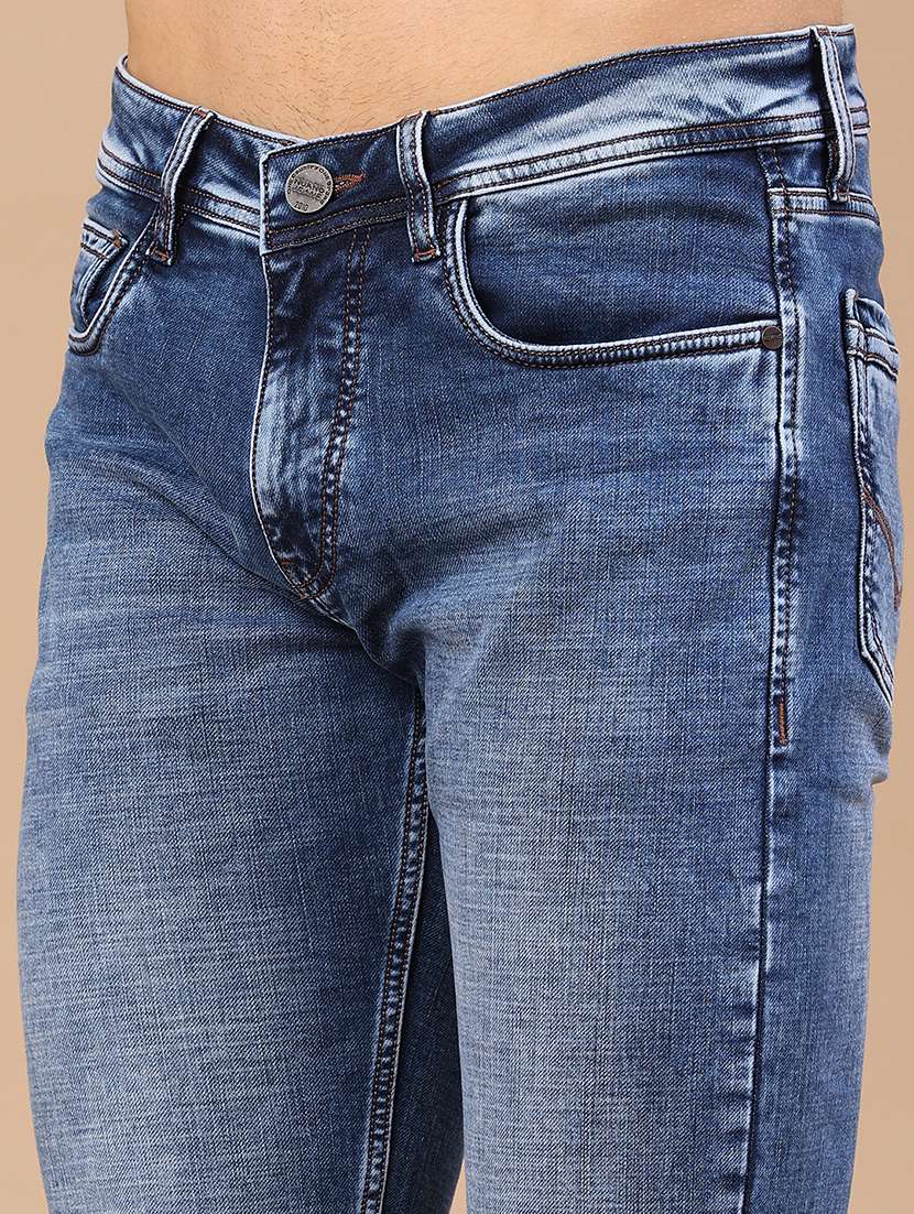 men washed mid rise full length slim fit jeans - 22438767 -  Standard Image - 1