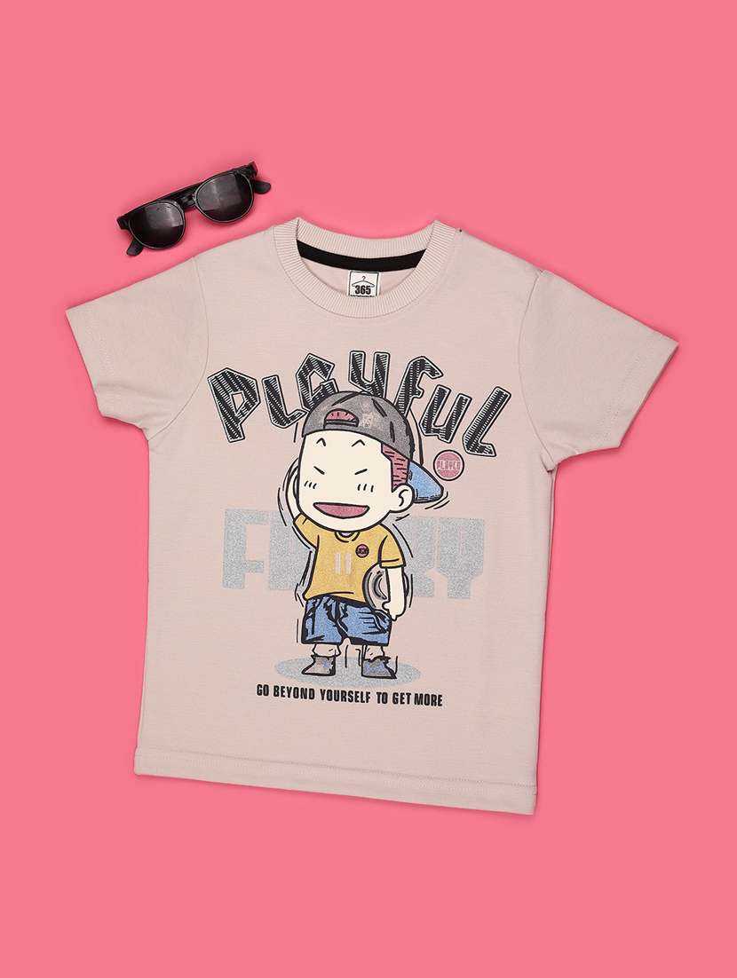 Boys Printed Short Sleeves Regular Fit T-shirt - 22438828 -  Standard Image - 1