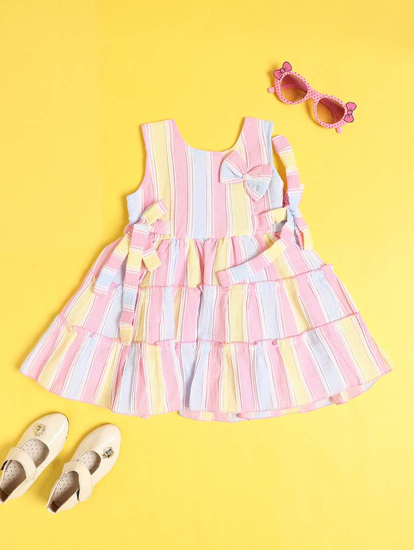 Girls Printed Round Neck Sleeveless Frock - 22438949 -  Standard Image - 1