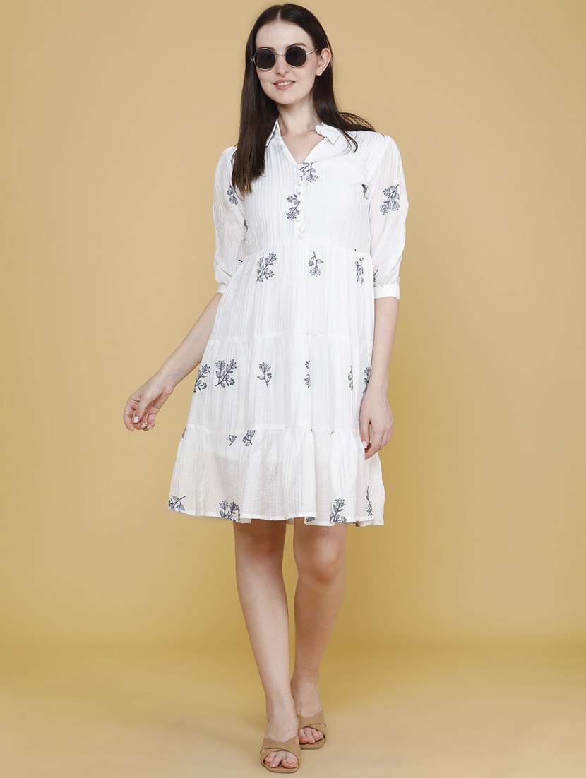 women embroidered collared tiered dress - 22438997 -  Standard Image - 4