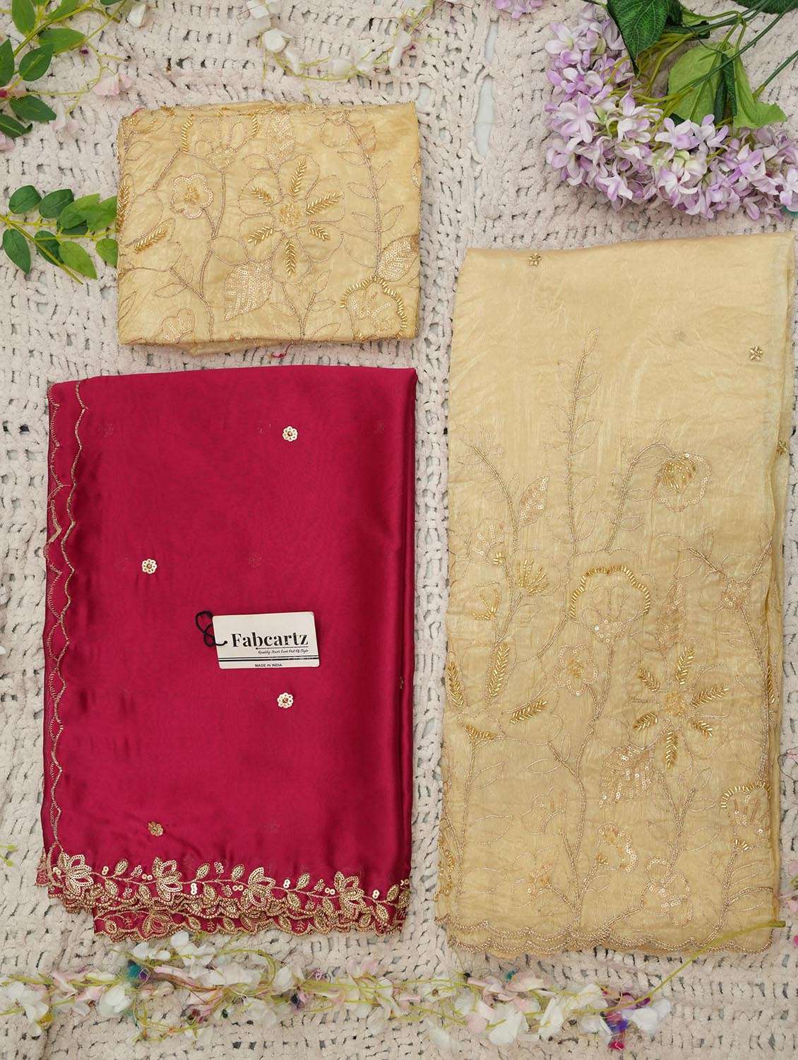 women solid with work flared unstitched lehenga choli set - 22439061 -  Standard Image - 1