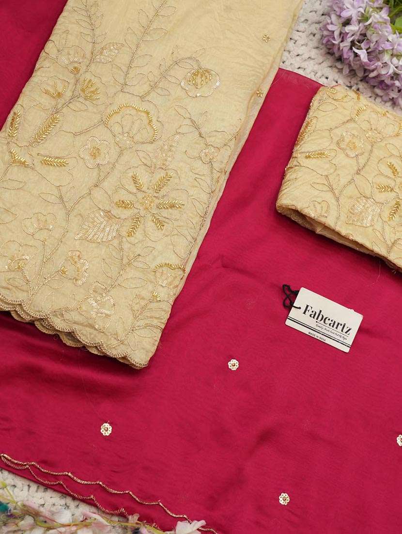 women solid with work flared unstitched lehenga choli set - 22439061 -  Standard Image - 4