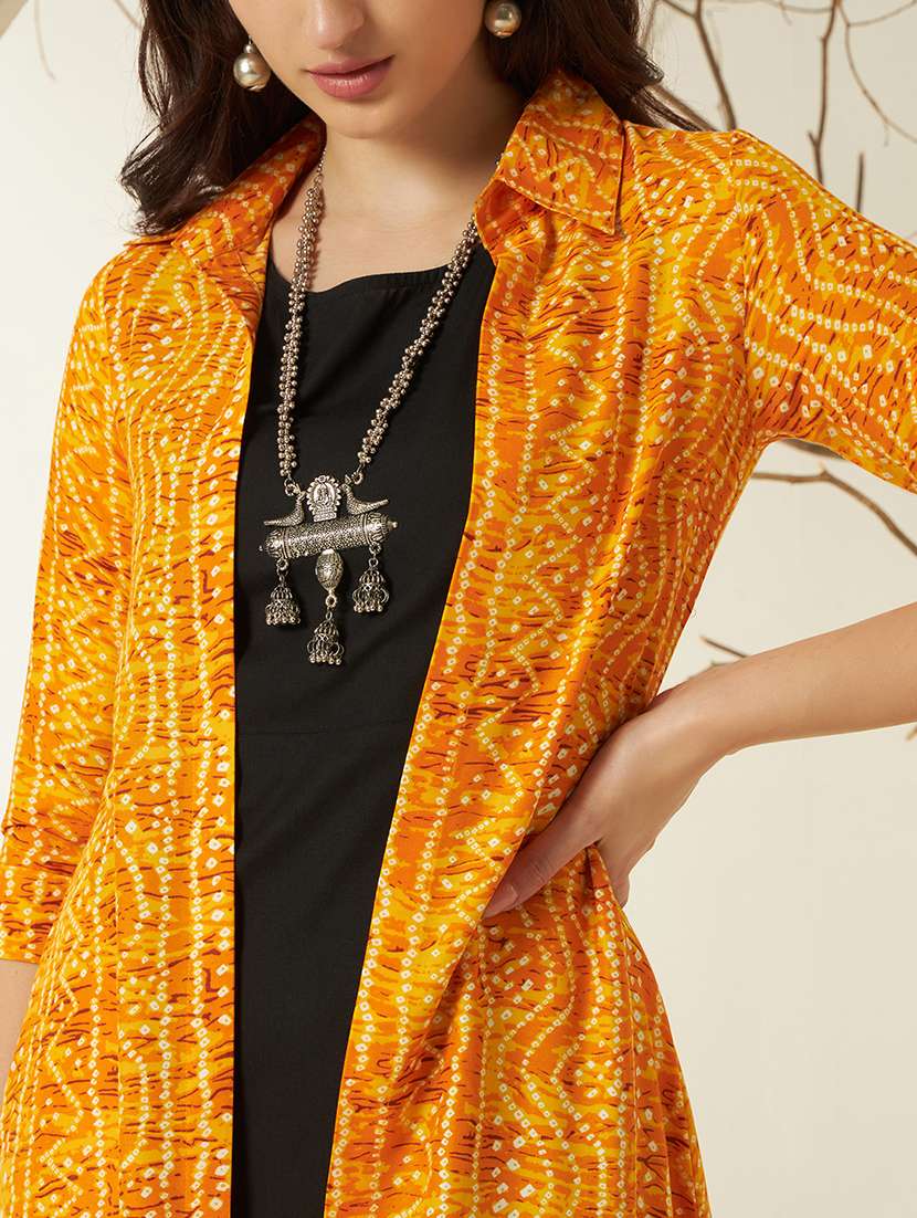 women bandhani three quarter sleeve ethnic shrug - 22439069 -  Standard Image - 1