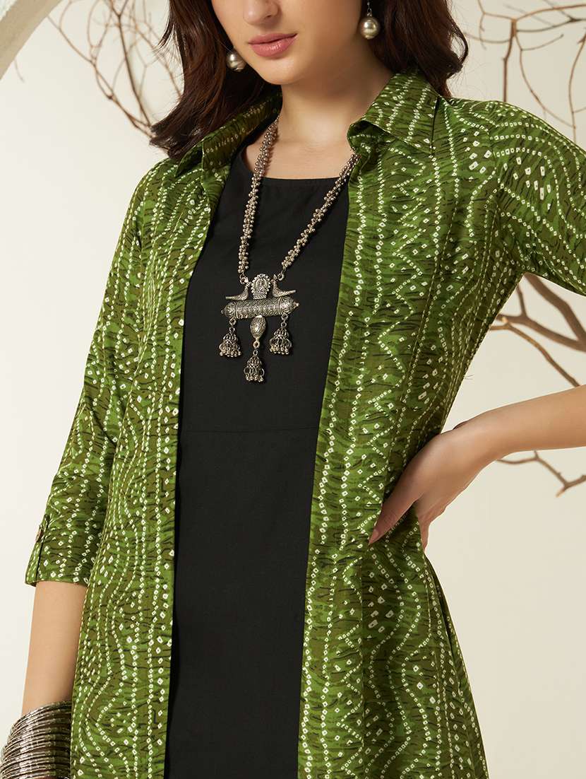 women bandhani three quarter sleeve ethnic shrug - 22439070 -  Standard Image - 1