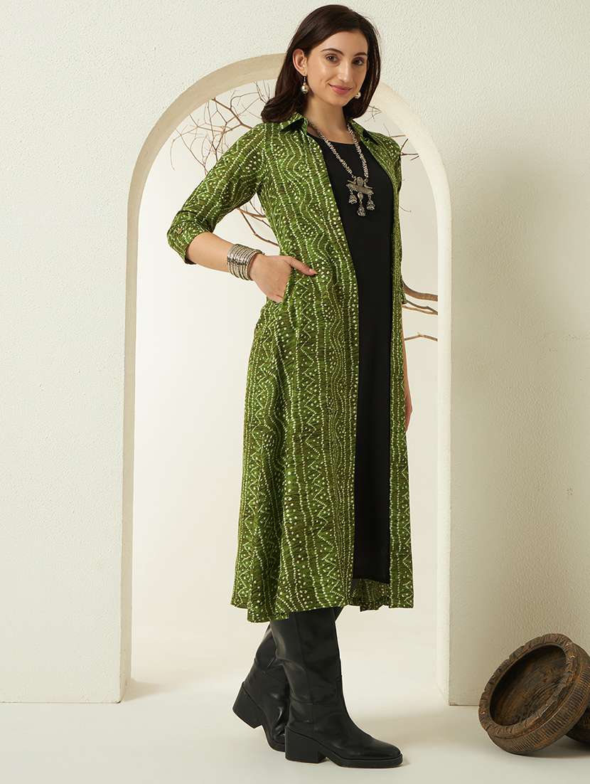 women bandhani three quarter sleeve ethnic shrug - 22439070 -  Standard Image - 4